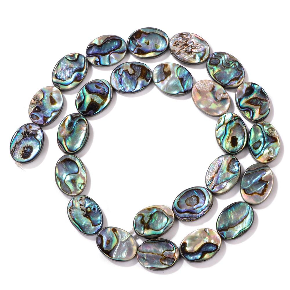 Cuentas Sueltas Ovaladas de Concha de Abulón Natural para Fabricación de Joyería Pendientes DIY Collares Pulseras Amuletos con Forma de Huevo Accesorios