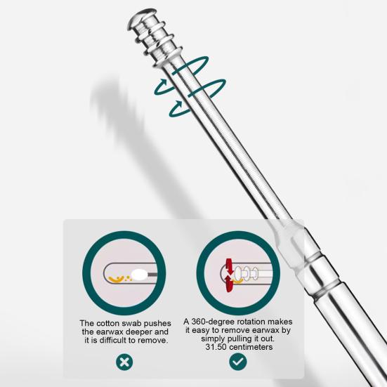 6-Piece Stainless Steel Ear Pick Set Spiral Ear Cleaner Tools with Faux Leather Case Home Ear Care Kit for Home Travel