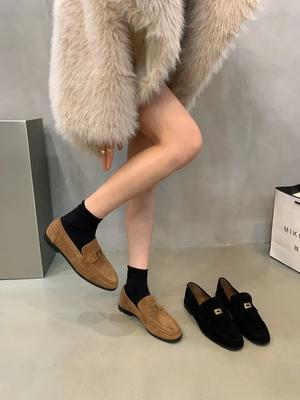 Loafers Dames Nieuw Merk Platte Schoenen Ronde Neus Platte Hak Instappers Loafers Casual Buiten Goudkleurige Gesp Ballerina's