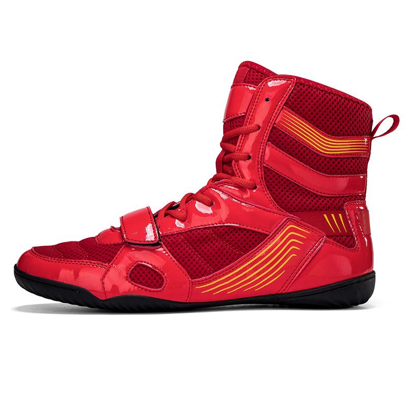 Professional Wrestling Shoes Men's and Women's High Top Boxing Shoes Fighting Training Boots Muay Thai Fighting Fitness Mesh Sanda Shoes