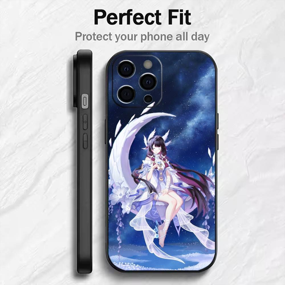 

Девушка Богиня Луны C-Колумбина Чехол для телефона для iPhone 17, 16, 15, 14, 13, 12 Plus, Max Мягкий силиконовый черный чехол iPhone16pro