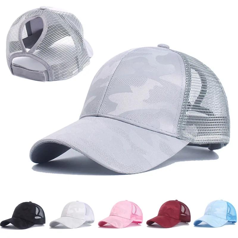 Women'S Ponytail Baseball Caps Spring Summer Cotton Mesh Sun Hat Running Snapback Hat Female Adjustable Girl Outdoor Visor Hats