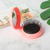 Tragbarer runder Mini-Haarkamm mit Spiegeltasche, kleine Größe, Reisemassage, zusammenklappbarer Haarkamm, Damen-Haarbürsten, Styling-Werkzeuge