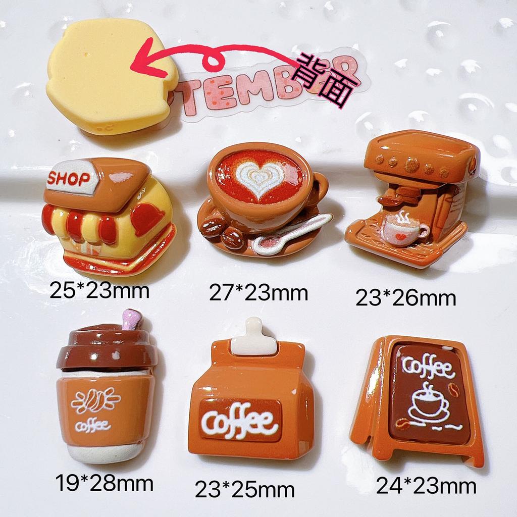 10PCS New Resin Cute Cartoon Coffee Series Flat Back Cabochon Home Decor DIY Scrapbook Crafts Jewelry Accessories