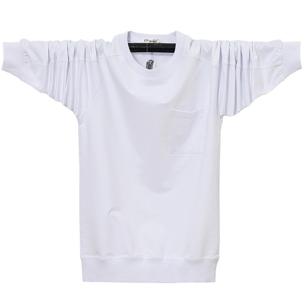 Korean version of the new loose large men's warm casual sports lapel lightweight soft anti-wrinkle breathable cotton long-sleeved T-shirt