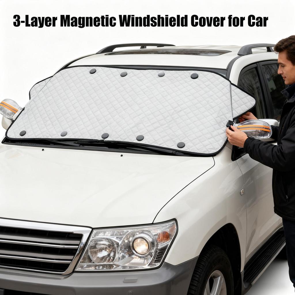 Windshield Cover 3 Layers Magnetic Windproof Auto Exterior Supplies Car Snow Cover For Escape Cold Ice Frost Rain Freeze Cold