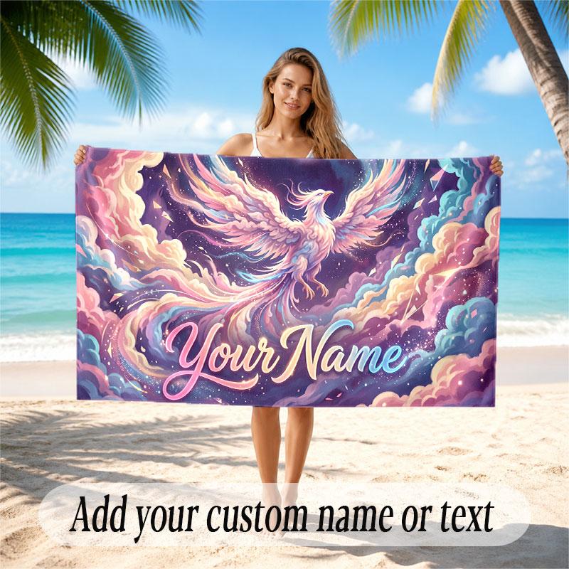 Abstract Personalized Theme Soft Beach Towel Personalized Custom Name Text Towel Portable for Beach Pool Travel