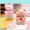 Adorable Creamy Bear Plush Keychain Cute Key Holder In Brown And Pink Colors