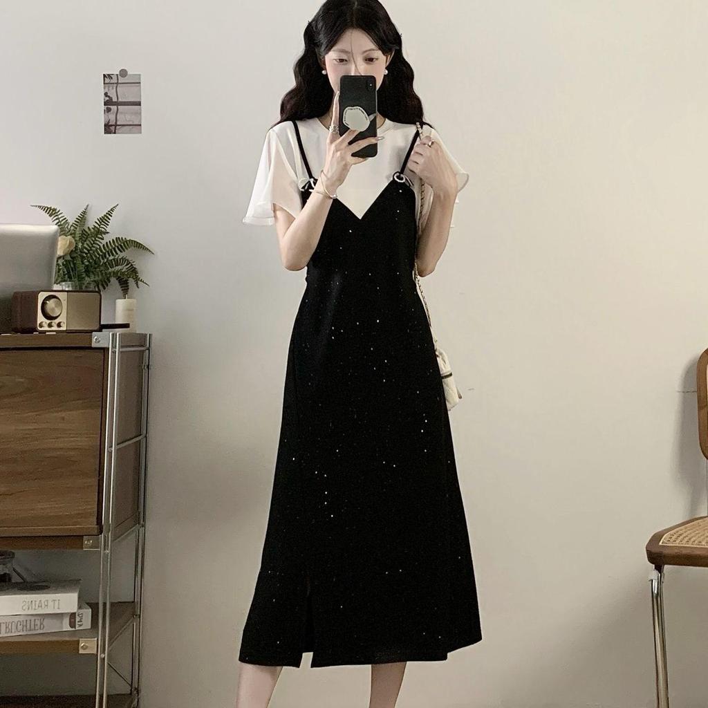 Plus Size Slimming Faux Two-Piece Long Dress - 2026 Summer Collection