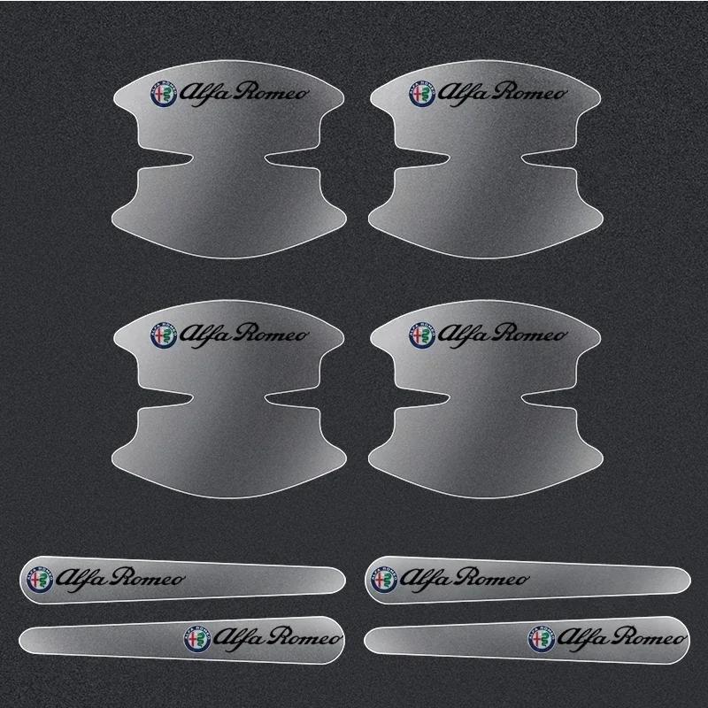 

For Alfa Romeo 8Pcs Car Door Bowl Handle Protective Sticker Anti-collision Strip For Alfa Romeo 159 Giulietta Giulia 147 Mito 15