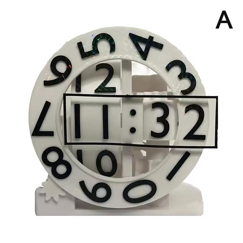 3D Printed Triaxial Clock With Rotating Numeric Display Pla Digital Clock Living Room Desktop Digital Clock Home Decoration