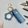 Portable Lipstick Bag Packet PU Leather Backpack Hangings New Flower Mirror Keychain  Keyring Gift