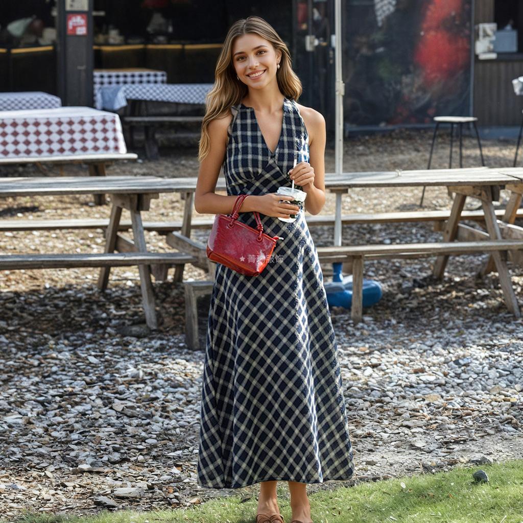 Summer New Style Beach Vacation Style Floral Polka Dot Halter Top Dress