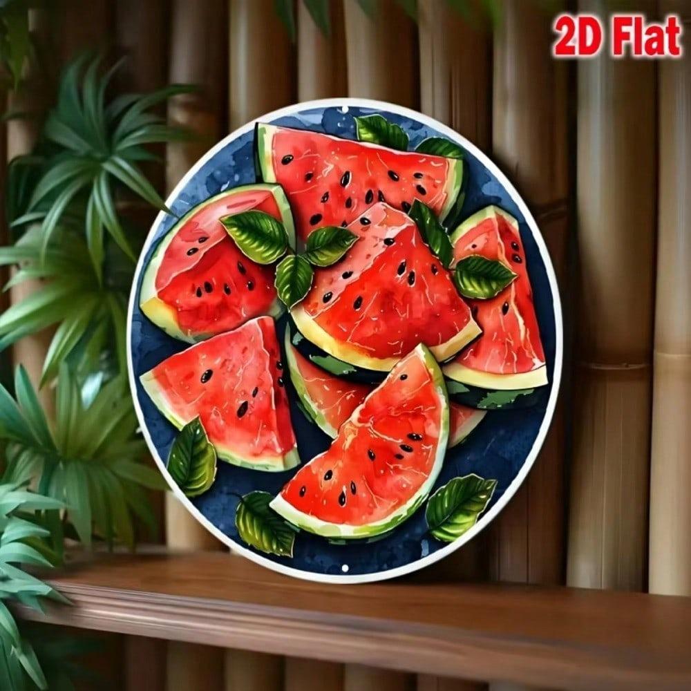 Metal Wall Art Watermelon Wreath 8x8 Inch Summer Garden Decor