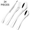 24pcs Shiny Gold Dinnerware Set Upscale 304 Stainless Steel Cutlery Set Steak Knife Fork Spoon Flatware Party Kitchen Tableware