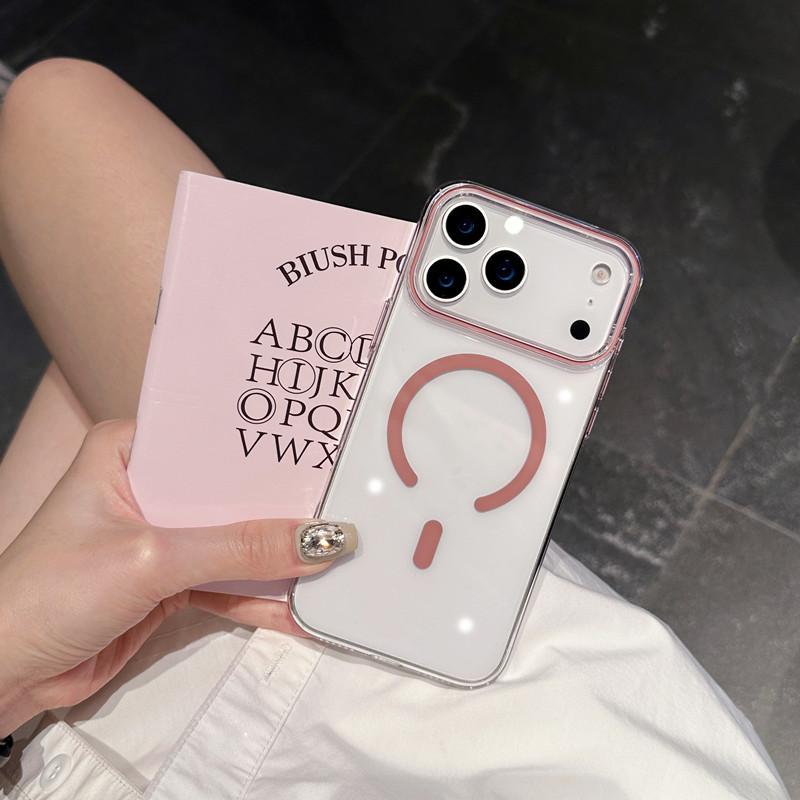 IPhone 17 Mobile Phone Case Ice permeable Magnetic Absorbing PC Anti fall Apple 16pro Transparent Original Color 15 Protection Case