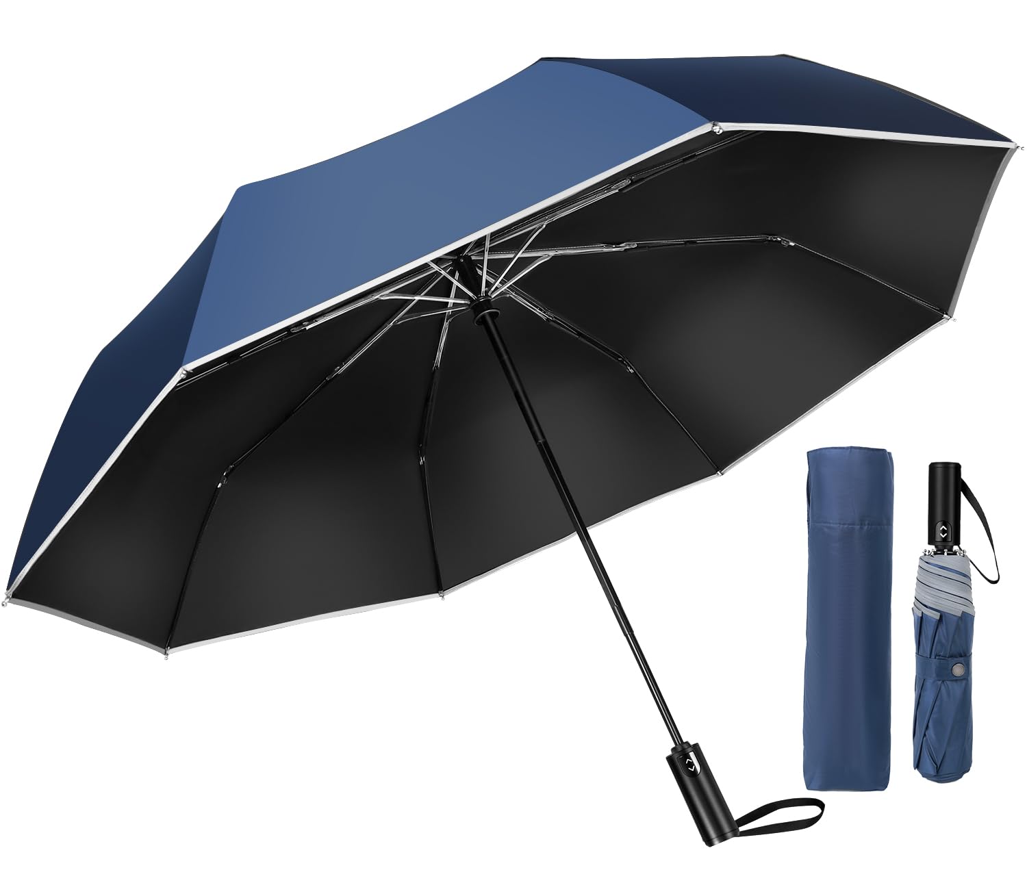 

MOTIFUN складной одним нажатием автоматический большой размер супер вода 8 как для солнечного, так и для дождливого сильного дождя УФ отражающий УФ легкий складной дождливый сезон тёмно-синий