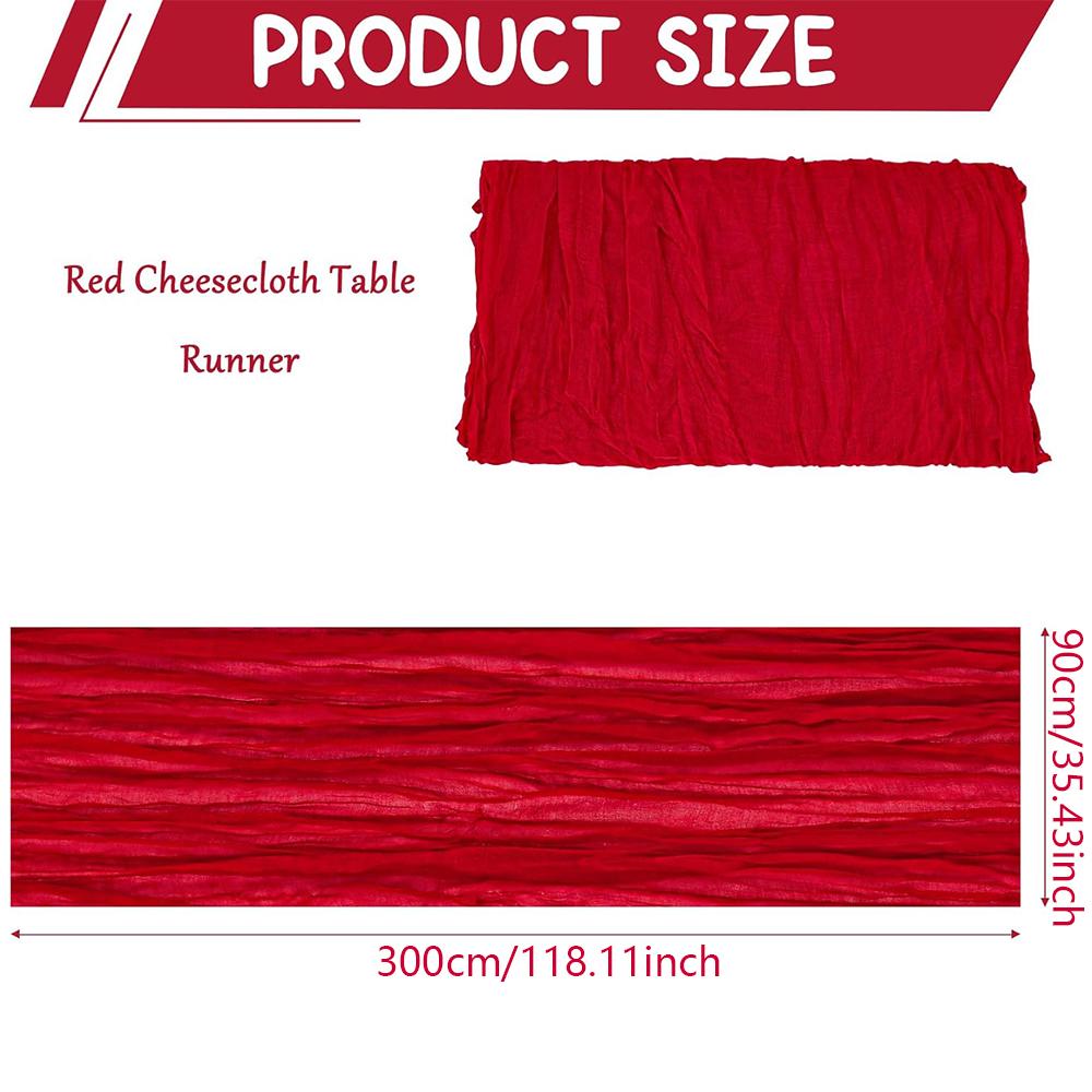 2pcs Red Cheesecloth Table Runner Boho For Baby Shower Wedding Party Birthday