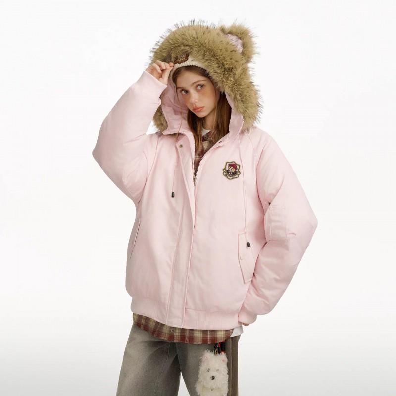 Hooded Fleece Parka Couples 2026 Winter Warm Padded Jacket Short Workwear Cotton Coat