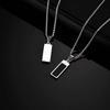 Black Acrylic Rectangular Pendant Necklace for Men,Waterproof Stainless Steel Vertical Necklace,Trendy Casual Jewelry Gift