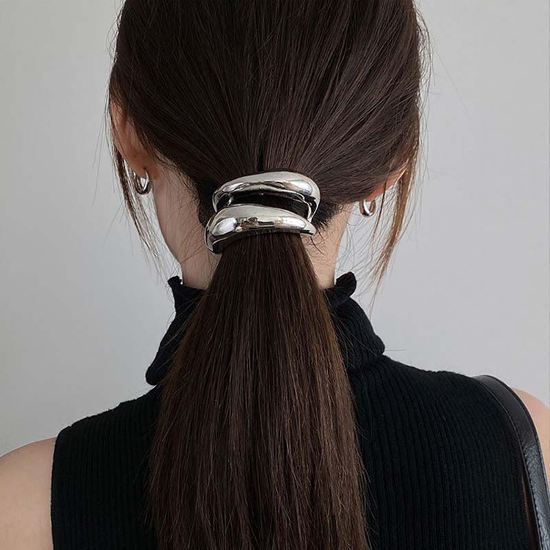 Neue Mode Metall Doppelschicht Haarband Haarnadel für Frauen Vintage Goldfarbe Pferdeschwanzhalter Haarnadel Haarschmuck