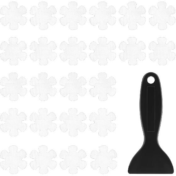 24 Pcs Flower Non-Slip Bathtub Sticker, Transparent Non-Slip Bathtub Stickers, Safety Shower Treads Adhesive Appliques with Premium Scraper for