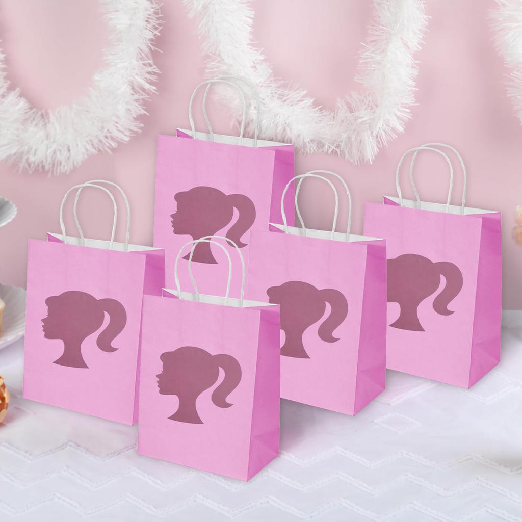 Pink Girl Gift Bags Paper Bags with Handles Bulk, Shopping Bags, Party Bags, Retail Bags, Merchandise Bags, Favor Bags