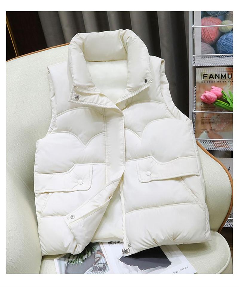 Down Vest Women Autumn Winter Fashion Stand Collar All-Match Warm Sleeveless Waistcoat Jacket Ladies