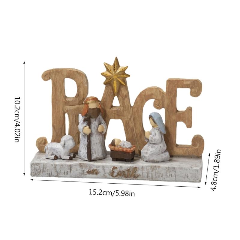 Peace Christ Nativity Resin Statue Scene Set Catholic Jesus Manger Combination for Christmas Holiday Party