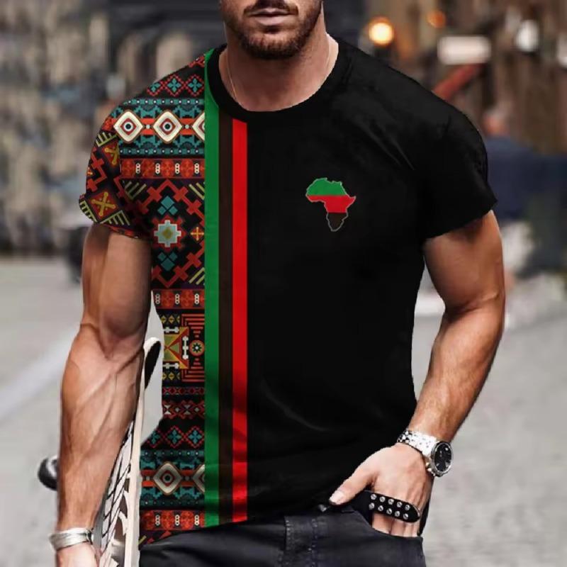 Men’s T Shirt Ethnic Tribal Dashiki T-Shirts African Patterns 3D Print Men Short Sleeve 0 Neck Harajuku Tees Tops Clothing