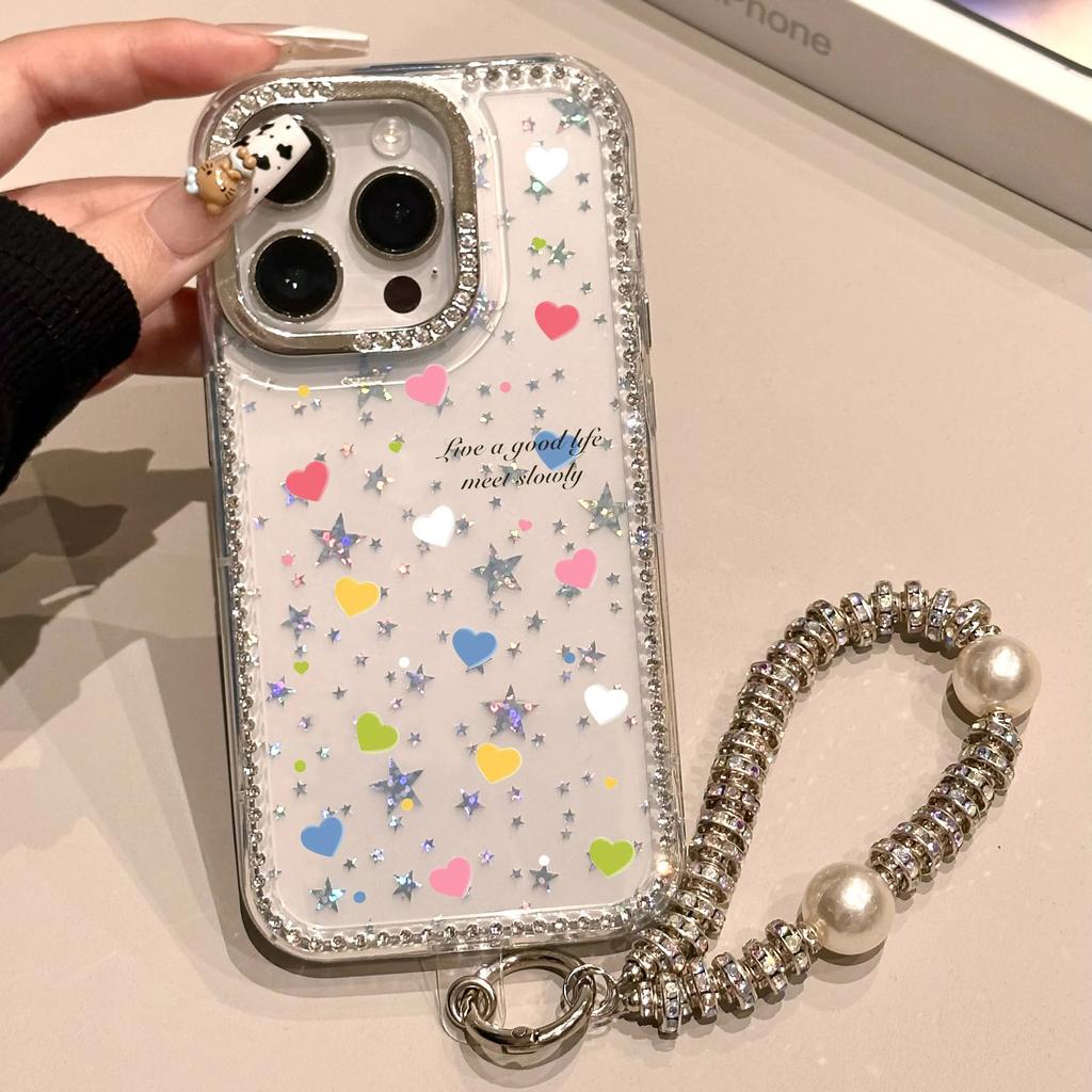 Color love applies to Apple iPhone17Pro mobile phone case 15/16 laser 13 flash diamond star 12 niche 14