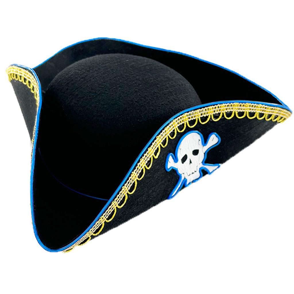 Make Up Hat Role Play Novelty Pirate Hat Battery Operated Illuminated Hat for Parties and Music Festivals