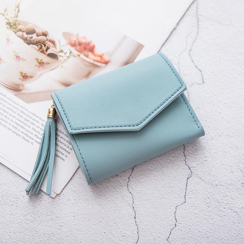 Fashion Wallet Women's Short Fringe Pendant Women's Wallet Solid Color Small Wallet Mini Change Bag