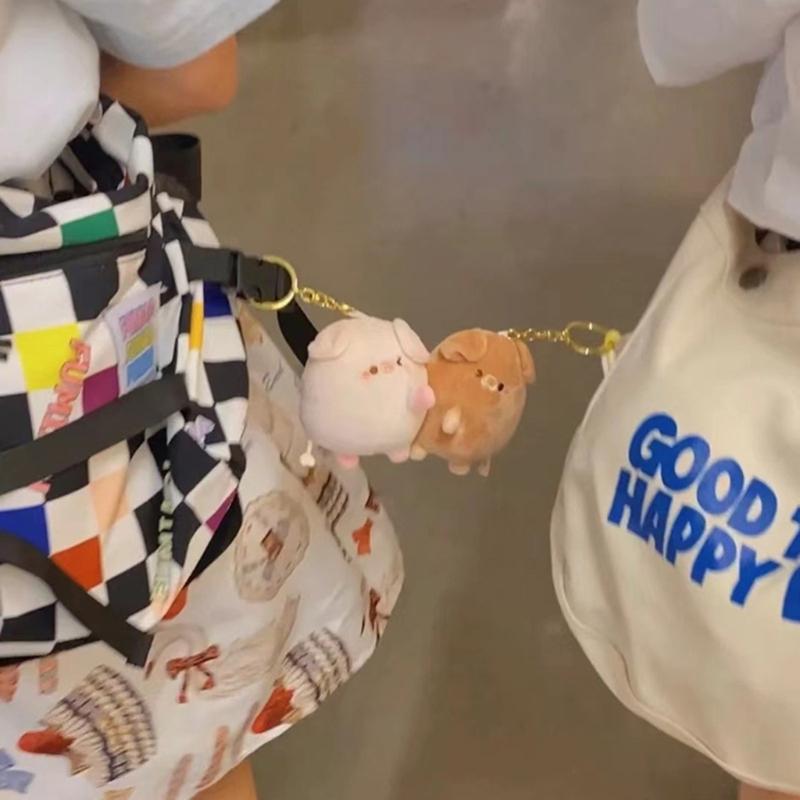 1 Paar Plüsch-Magnetisches Partner-Schwein Schlüsselanhänger Niedliches Plüschtier Kawaii-Mädchen Weihnachtsgeschenk Personalisierter Magnet Rucksackanhänger