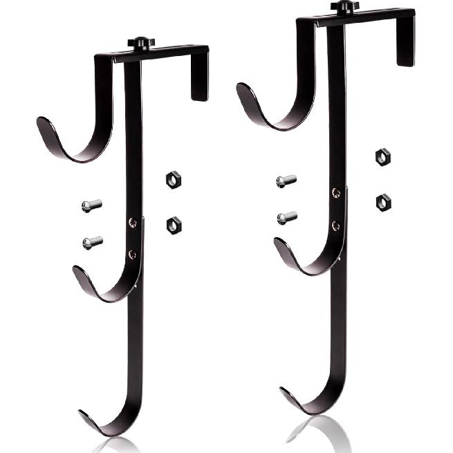 2 Pcs Adjustable Pool Pole Hanger with 6 Hooks Heavy Duty Fence Hook with Screws for Poles Swimming Pool Accessories Home Garden