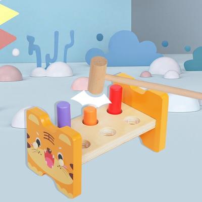 Brinquedo de Madeira Montessori Martelo Treinamento Motor Fino Infantil Jogo Sensorial Conjunto Cognição de Cores Brinquedo Educacional Para Crianças Autistas