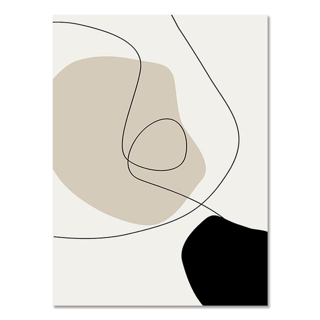Abstraktní Boho Geometric Line Plakáty Černá Béžová Nástěnná malba Obraz na plátně Obraz pro interiér obývacího pokoje Domácí dekorace