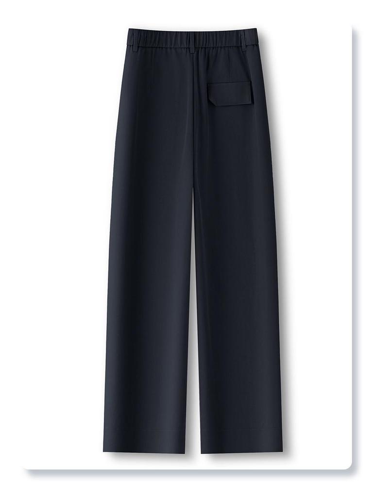 Women's Khaki High Waist Wide Leg Cropped Pants - Spring/Autumn 2025 Casual Slimming Trousers