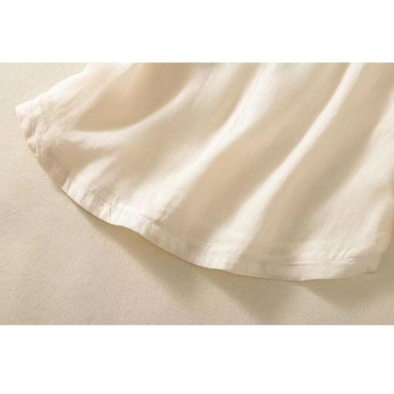T-shirt a maniche corte in cotone e lino da donna, estiva, larga, ringiovanente, stile occidentale, piccola camicia per la madre, top di temperamento da donna