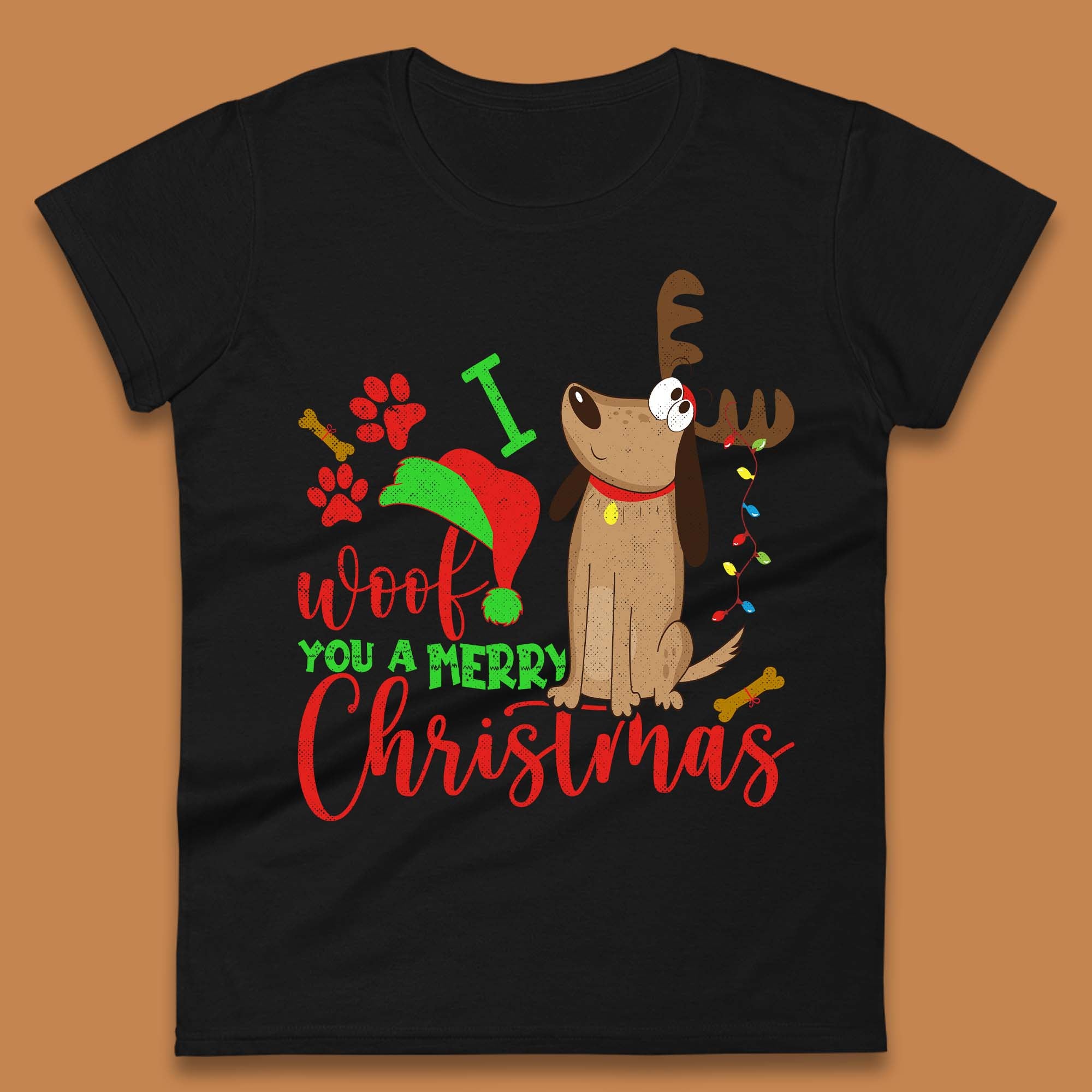 I Woof You A Merry Christmas Womens T-Shirt Mens Tops Tees Unisex 3XL
