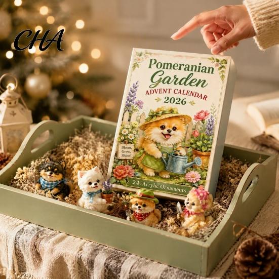 Decorative Hanging Ornaments Dog Advent Calendars 2026, Cute 24 Days Christmas Countdown Tree Pendant Calendar, 2D Acrylic Collectible Figures