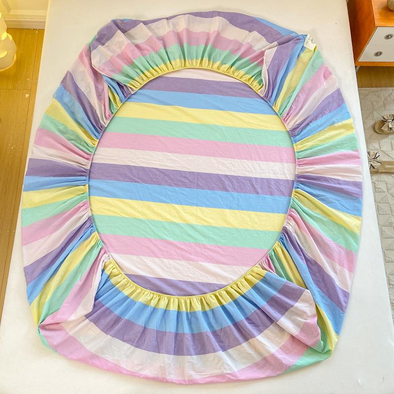 100% Cotton Single Product Bed Hat Yarn-dyed Wash Series Bedspread Mattress Cover 360 Degree Wrap with Elastic Sheet Protector