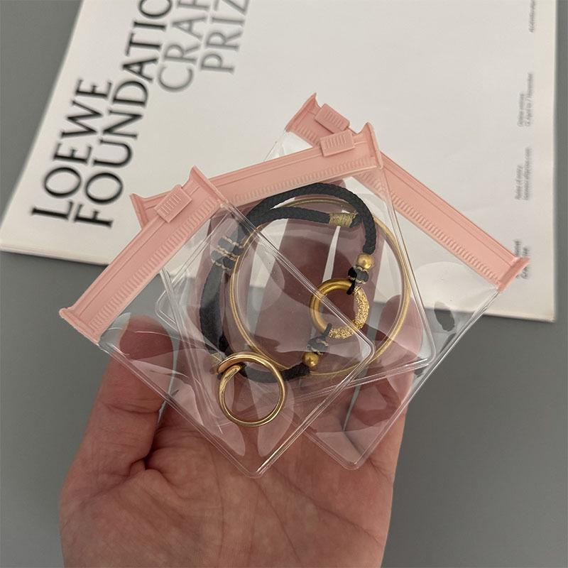 High-End Pink Zipper Jewelry Bag: Dustproof, Thickened Texture, Portable Storage for Earrings and Bracelets.