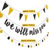 Boao 3 Pieces We Will Miss You Going Away Farewell Banner Decoration Dot Circle Garland Triangle Flag Banner for Retirement Graduation Going Away