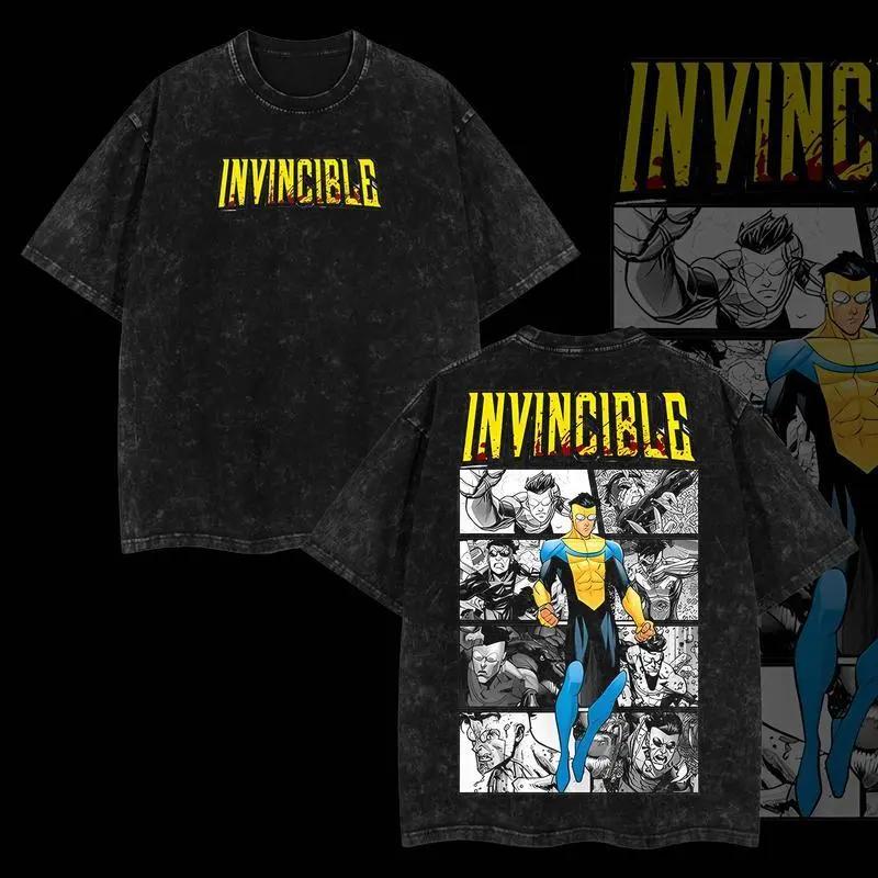 Manga Invincible Mark Grayson Printed Tee Men Short Sleeve Clothing Washed Cotton Tshirt Vintage Casual T Shirt Harajuku Tshirt