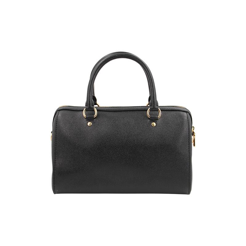 Coach Rowan 27 Zipper Closure Detachable Shoulder Strap Cross-grain Leather Boston Bag Shoulder Hand Crossbody Bag Large Size Women's Pure Black