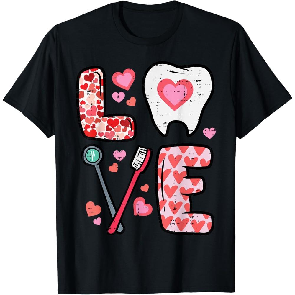Valentines Day Love Tooth Dental Life Cute Dentist Men Women T-Shirt M