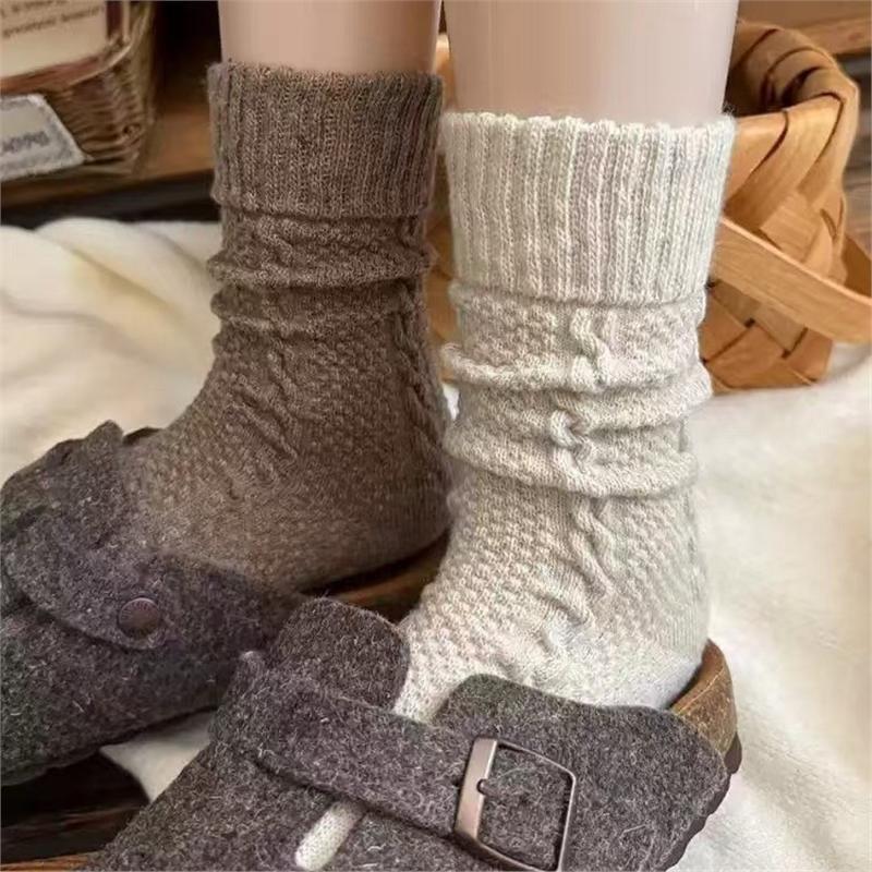 Milk coffee thickened wool socks women's season warm stockings children's winter cashmere medium tube socks