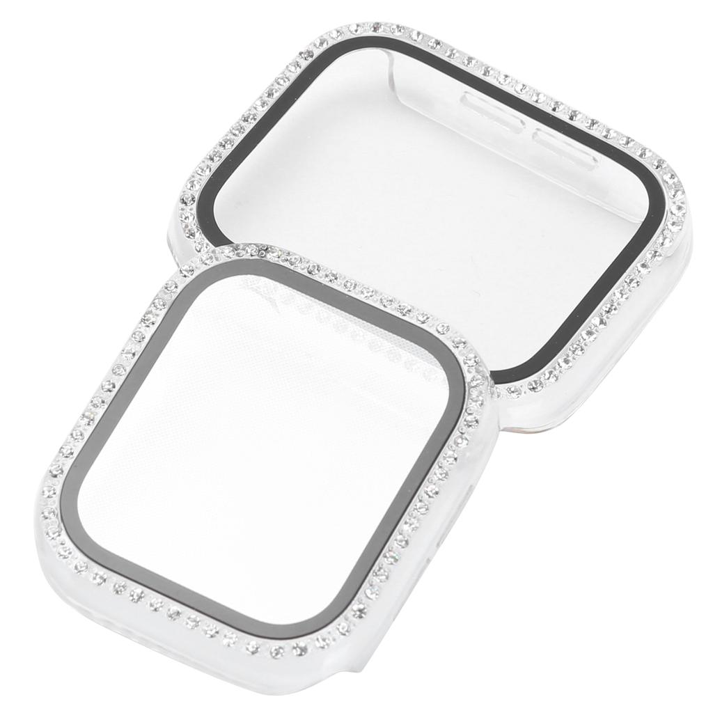 2pcs Watch Case Cover Crystal Shiny Protective Case with Film Jewelry Accessory for IOS Watch