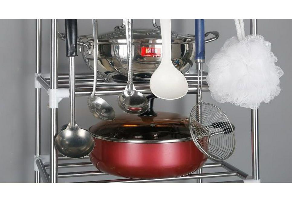 Thick Stainless Steel Multi-Layer Kitchen Pot Rack - Floor-Standing & Multi-Functional Storage Shelf